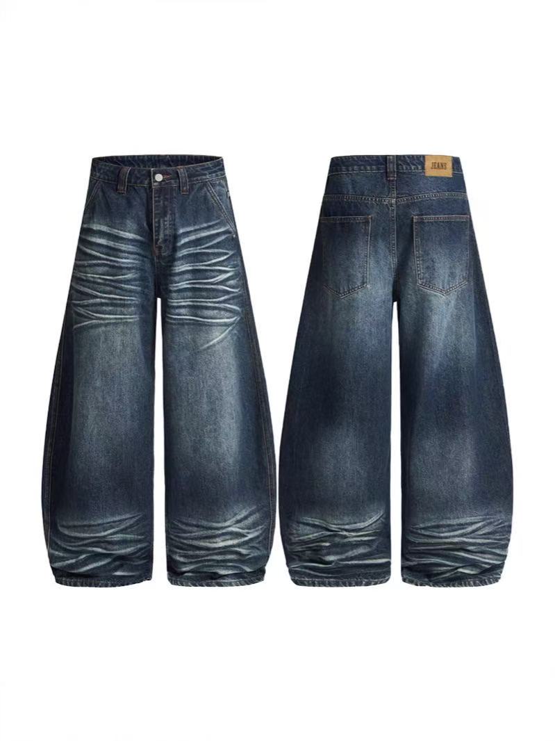 Omirad Stacked-Whisker Wide-Leg Jeans