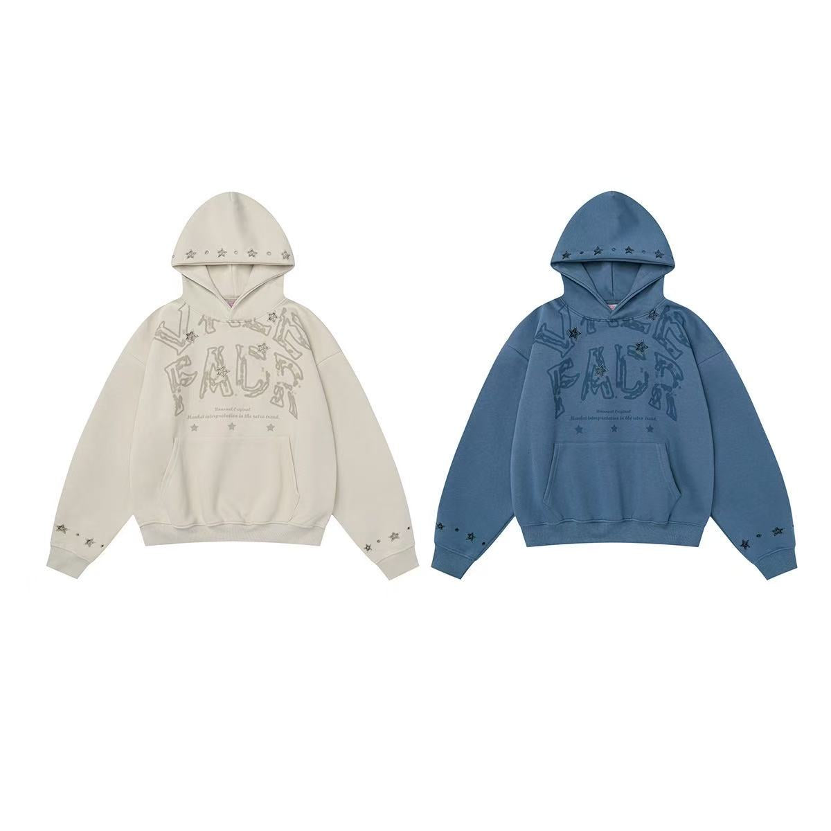 Omirad Star-Studded Graphic Pullover Hoodie