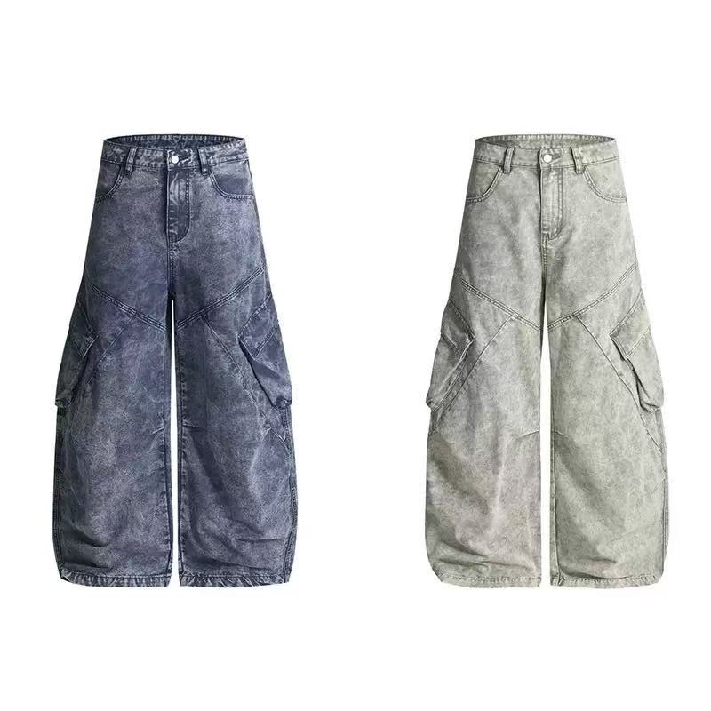Omirad Vintage Paneled Cargo Wide-Leg Pants