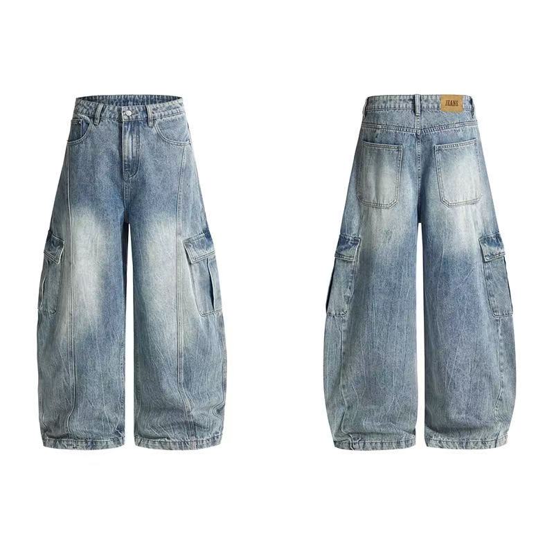 Omirad Vintage Cargo Wide-Leg Denim Pants