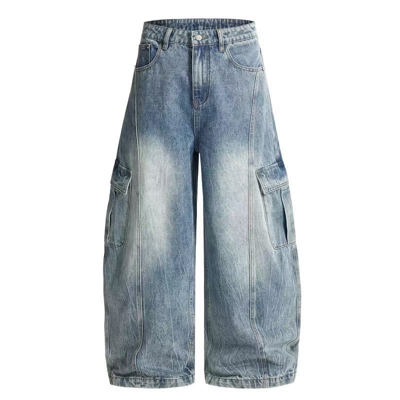 Omirad Vintage Cargo Wide-Leg Denim Pants