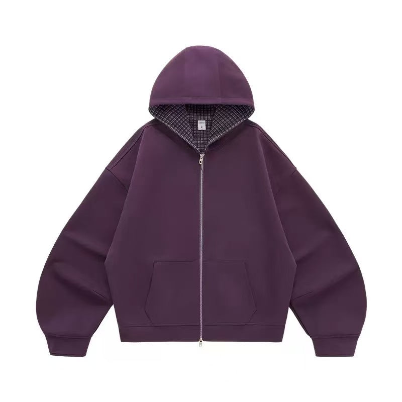 American Vintage Plaid Two-Tone Hoodie