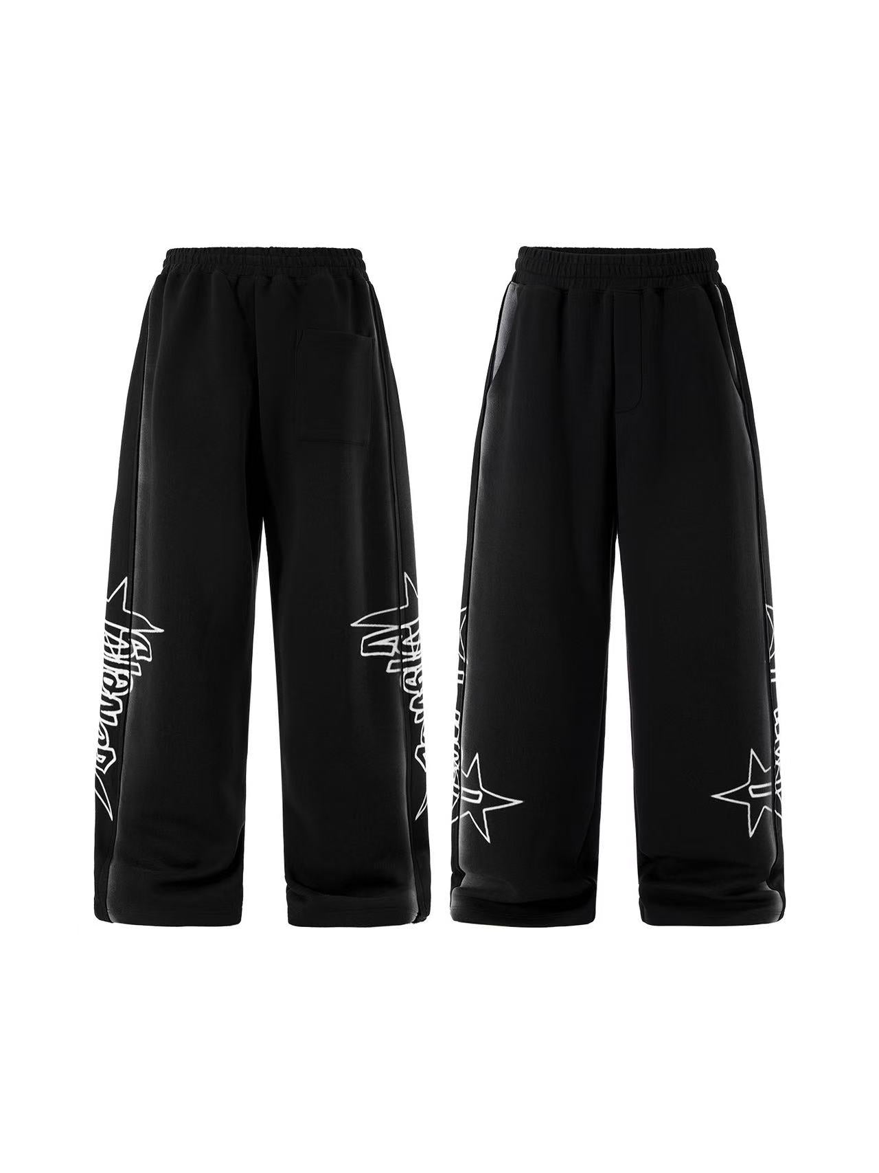 Streetwear Spray-Paint Graphic Tech Pants