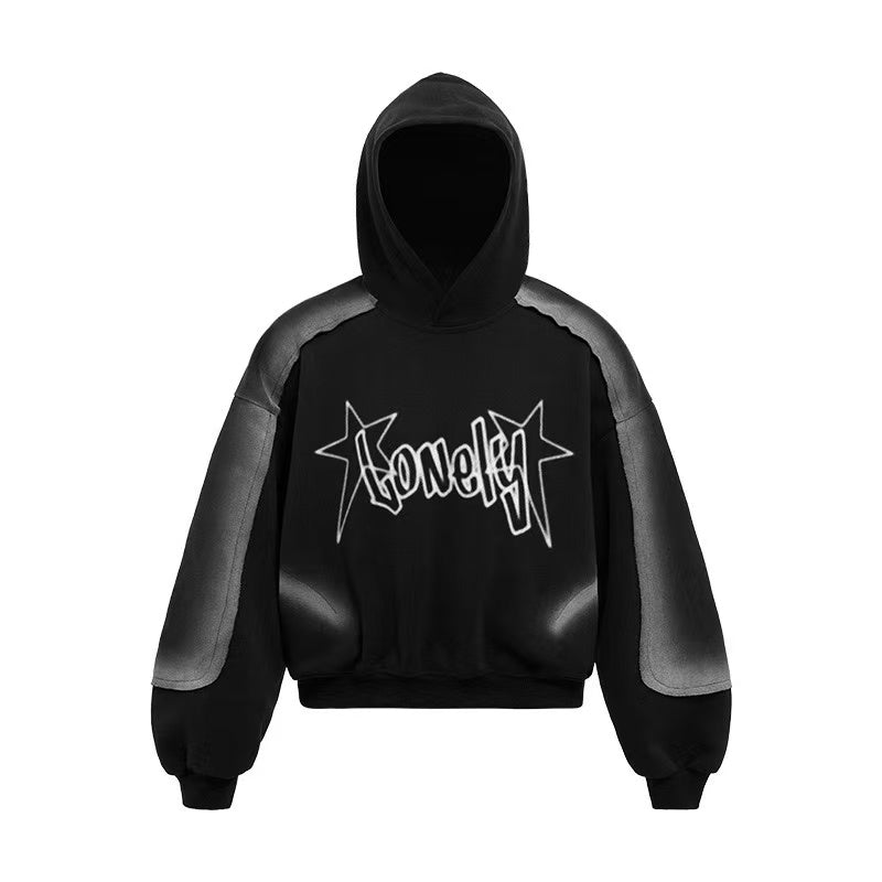 Streetwear Spray-Paint Graphic Air Layer Hoodie