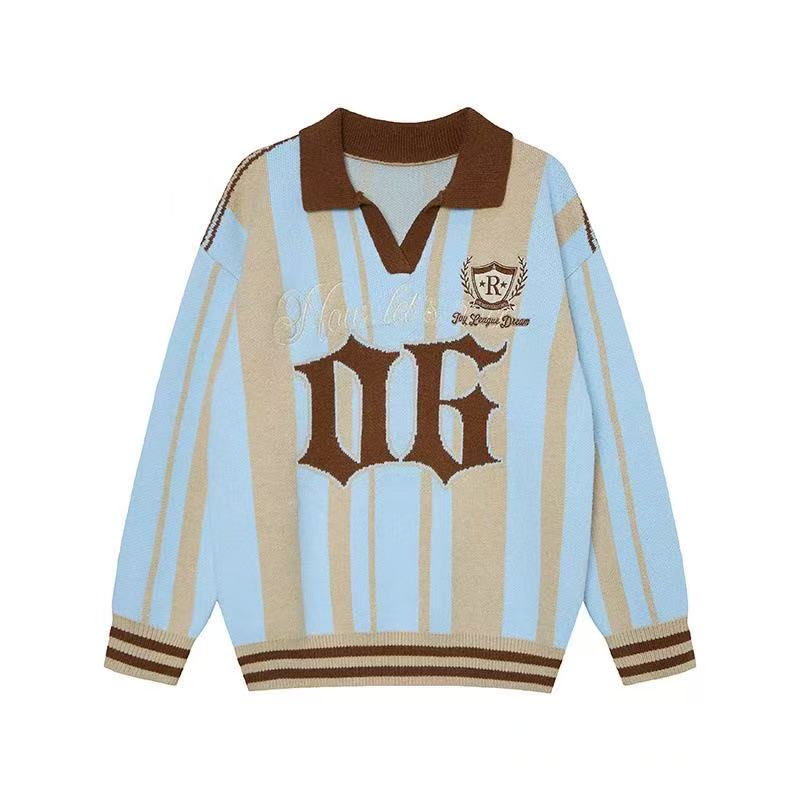 Omirad Retro Varsity “06” Knit Polo Sweater