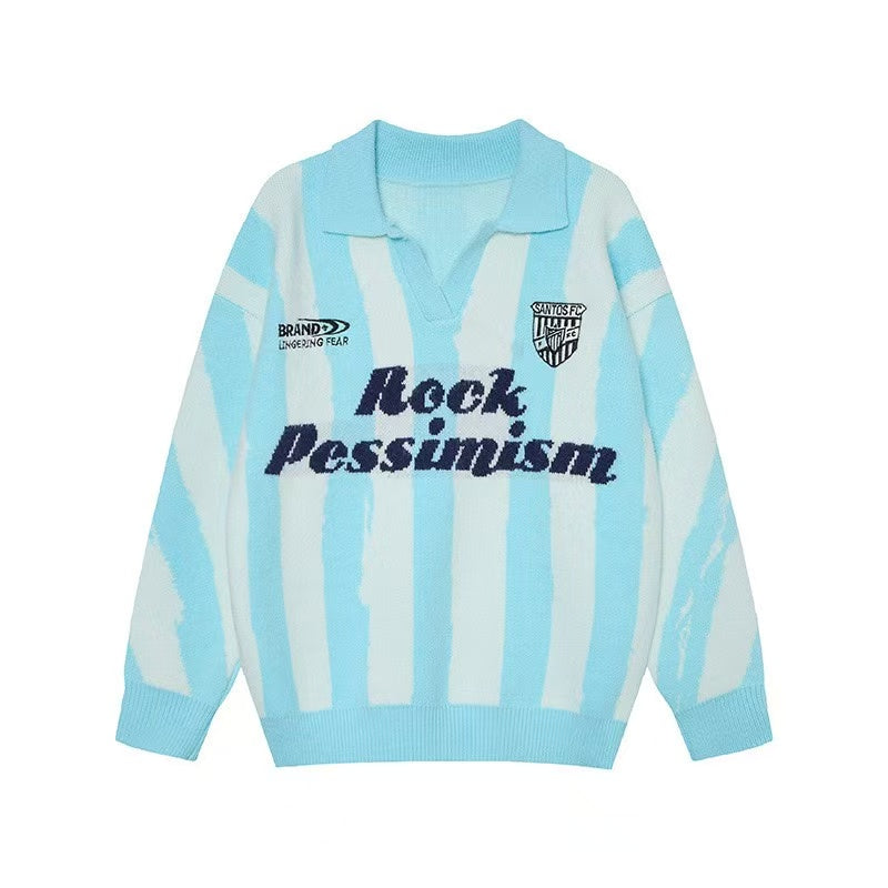 Omirad “Rock Pessimism” Striped Knit Polo Sweater