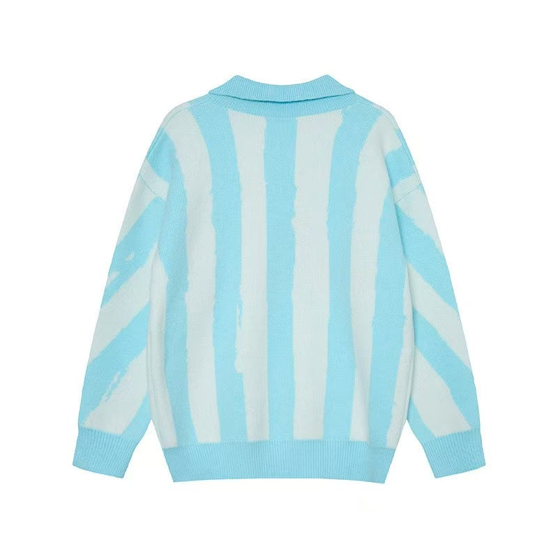 Omirad “Rock Pessimism” Striped Knit Polo Sweater