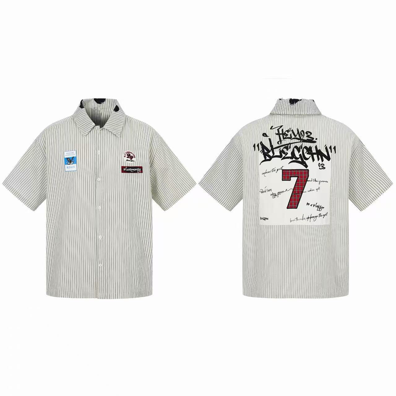 Omirad “Pinstripe Patch Graphic Shirt”