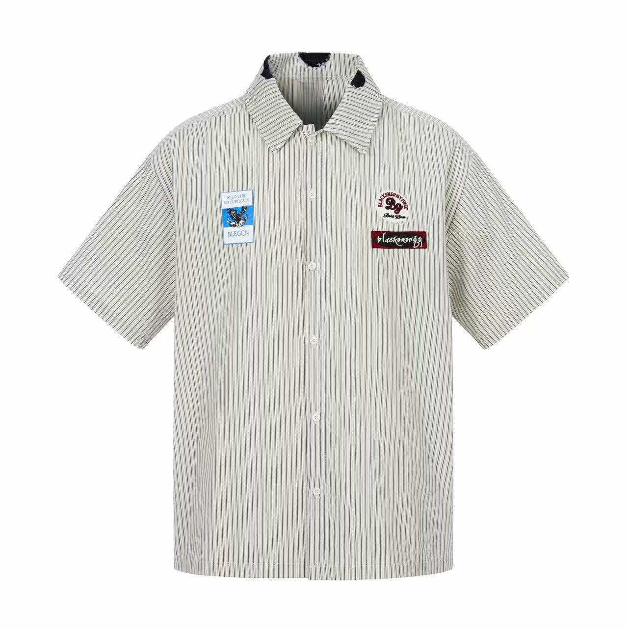 Omirad “Pinstripe Patch Graphic Shirt”