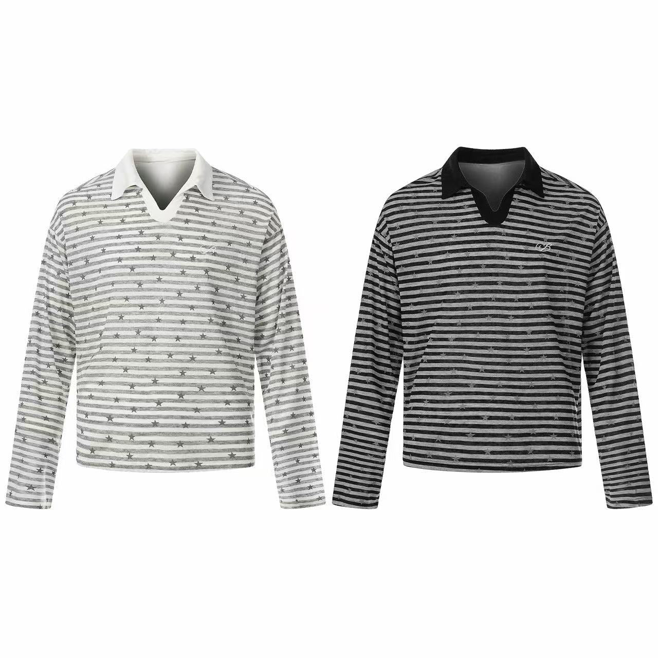 Omirad “Star Stripe Long Sleeve Polo”