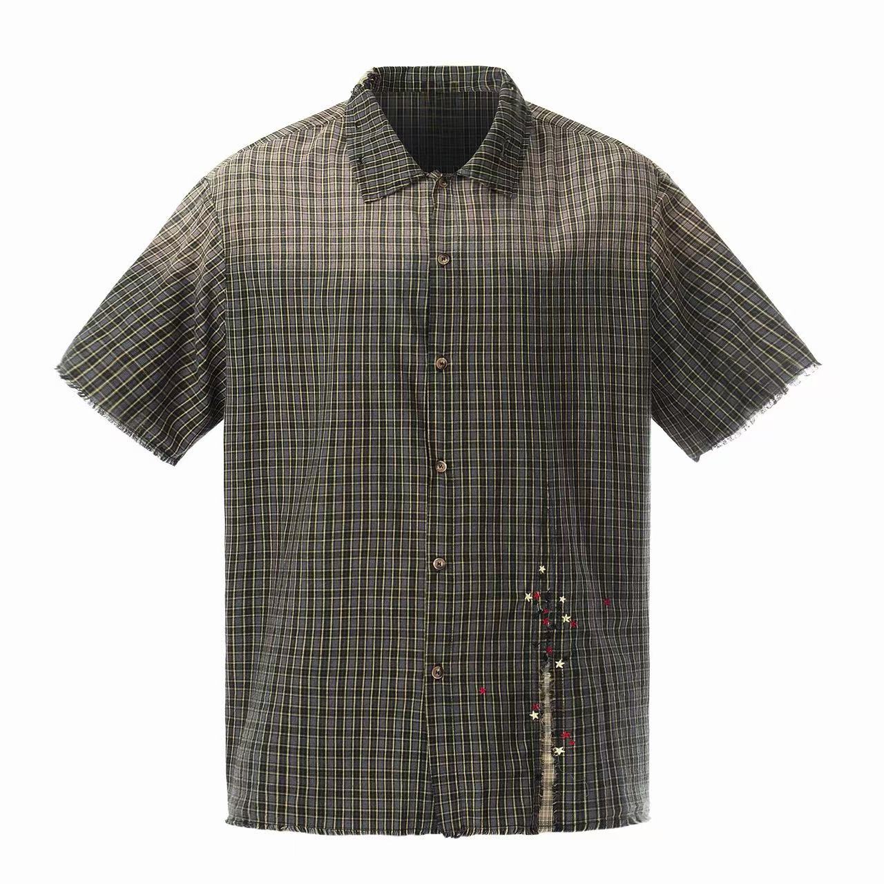 Omirad “Gradient Check Distressed Shirt”