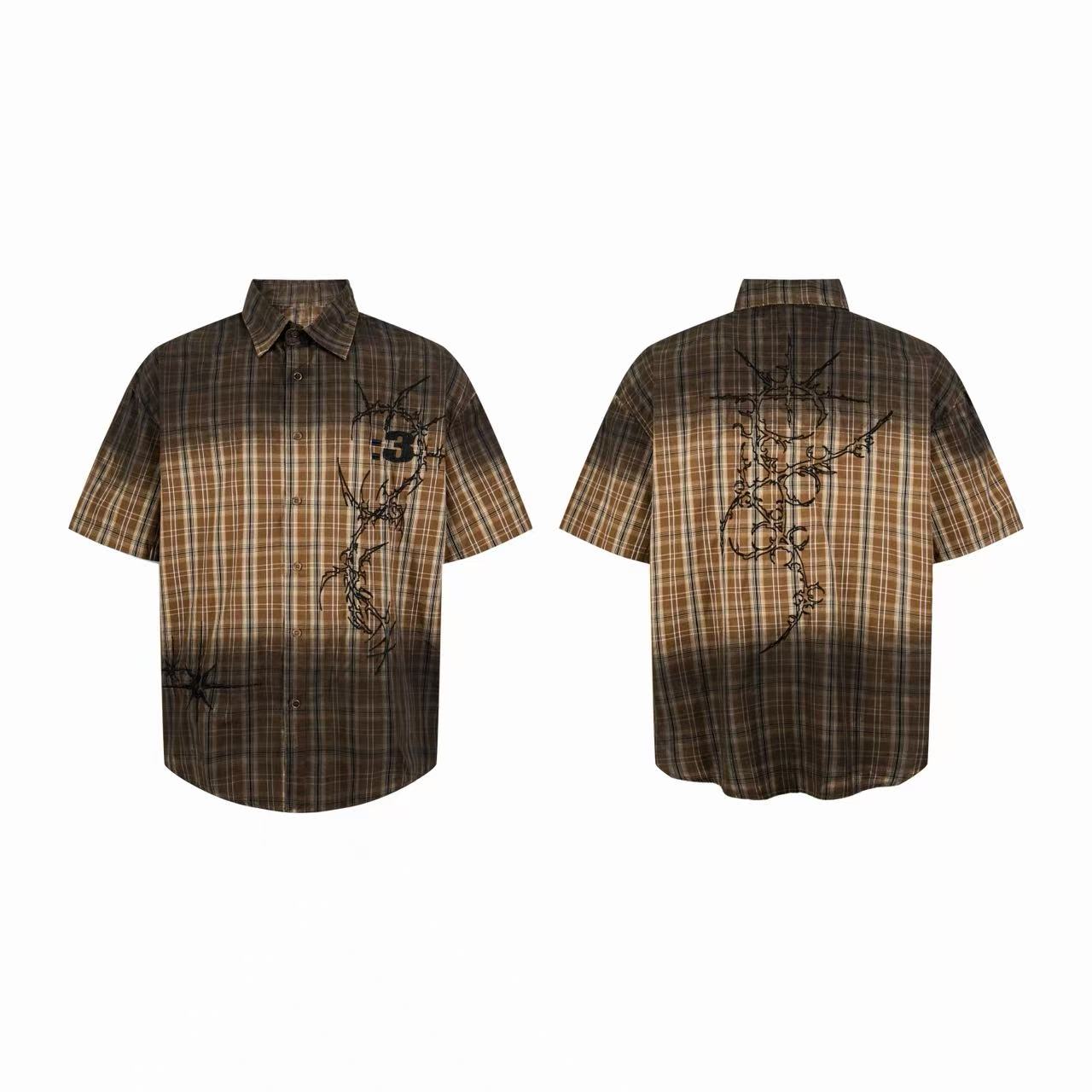 Omirad Vintage Plaid Graphic Shirt