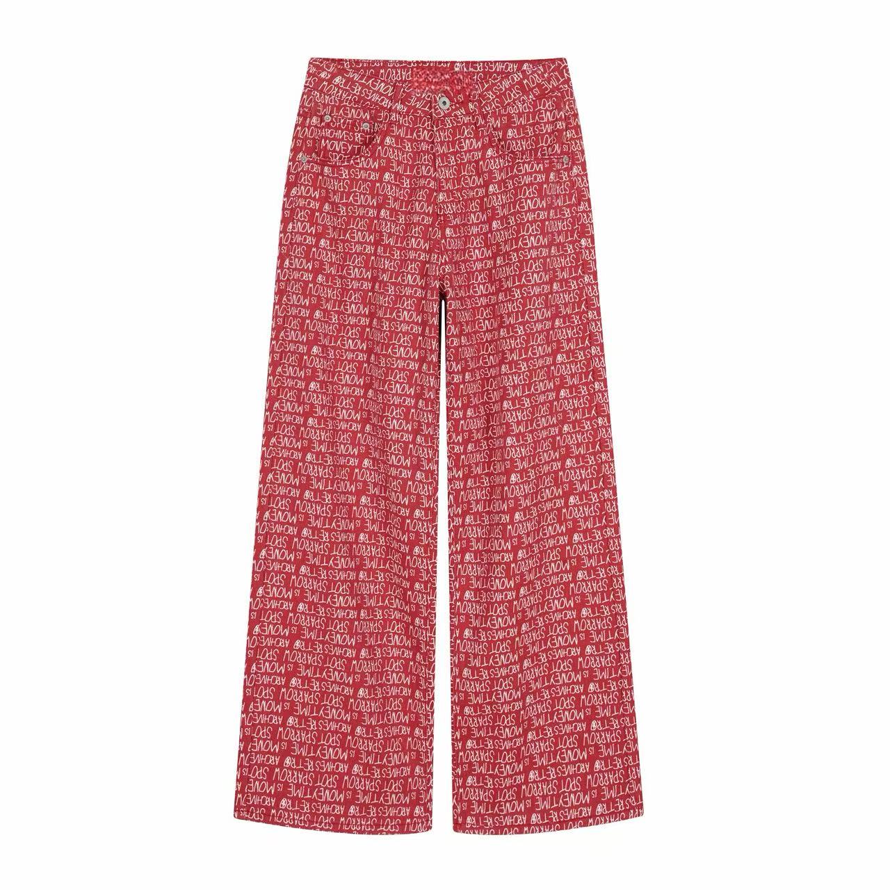 Omirad All-Over Script Print Wide-Leg Pants