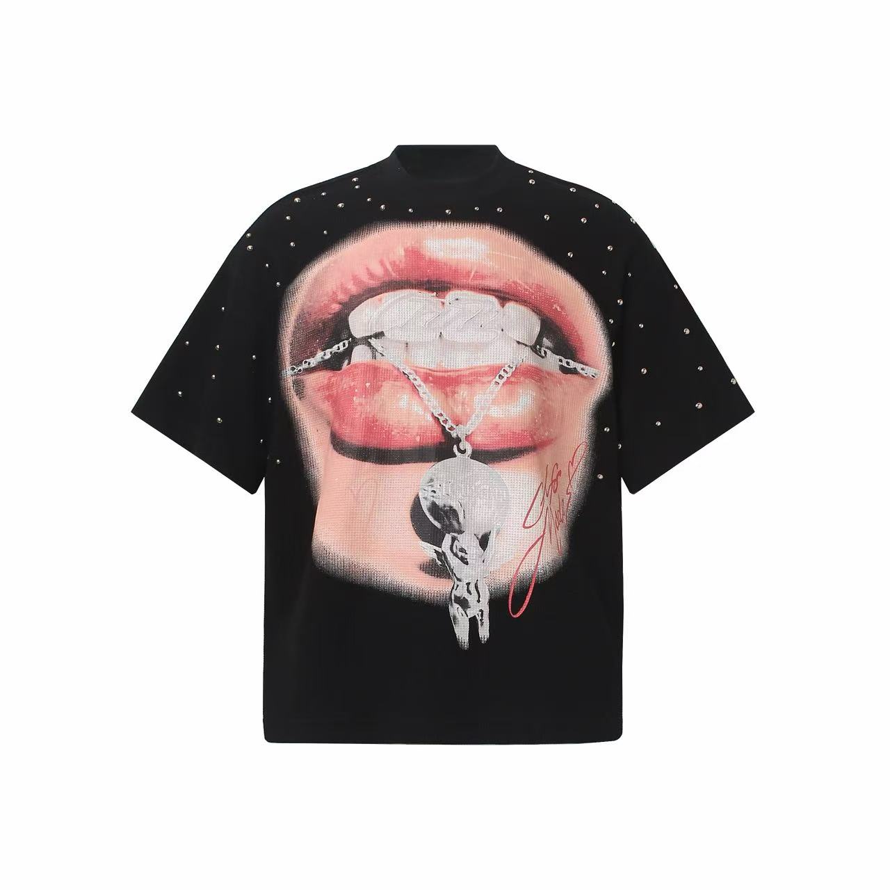 Omirad Rhinestone Lip Graphic Tee