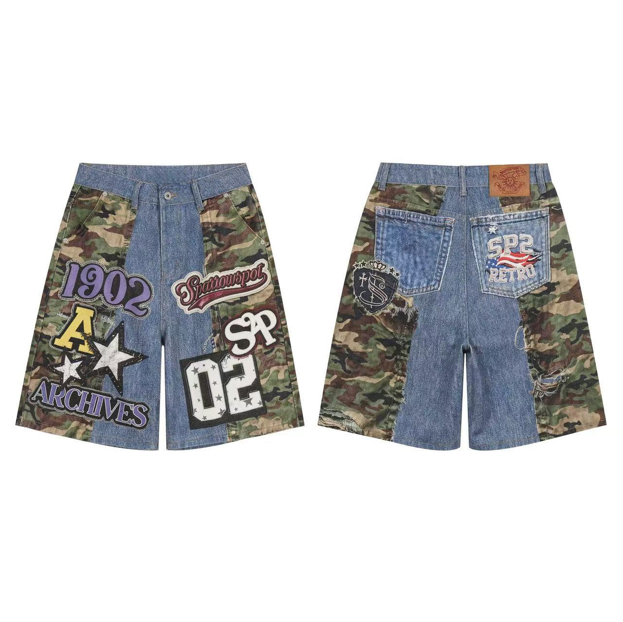 Omirad Camo Patch Denim Jorts