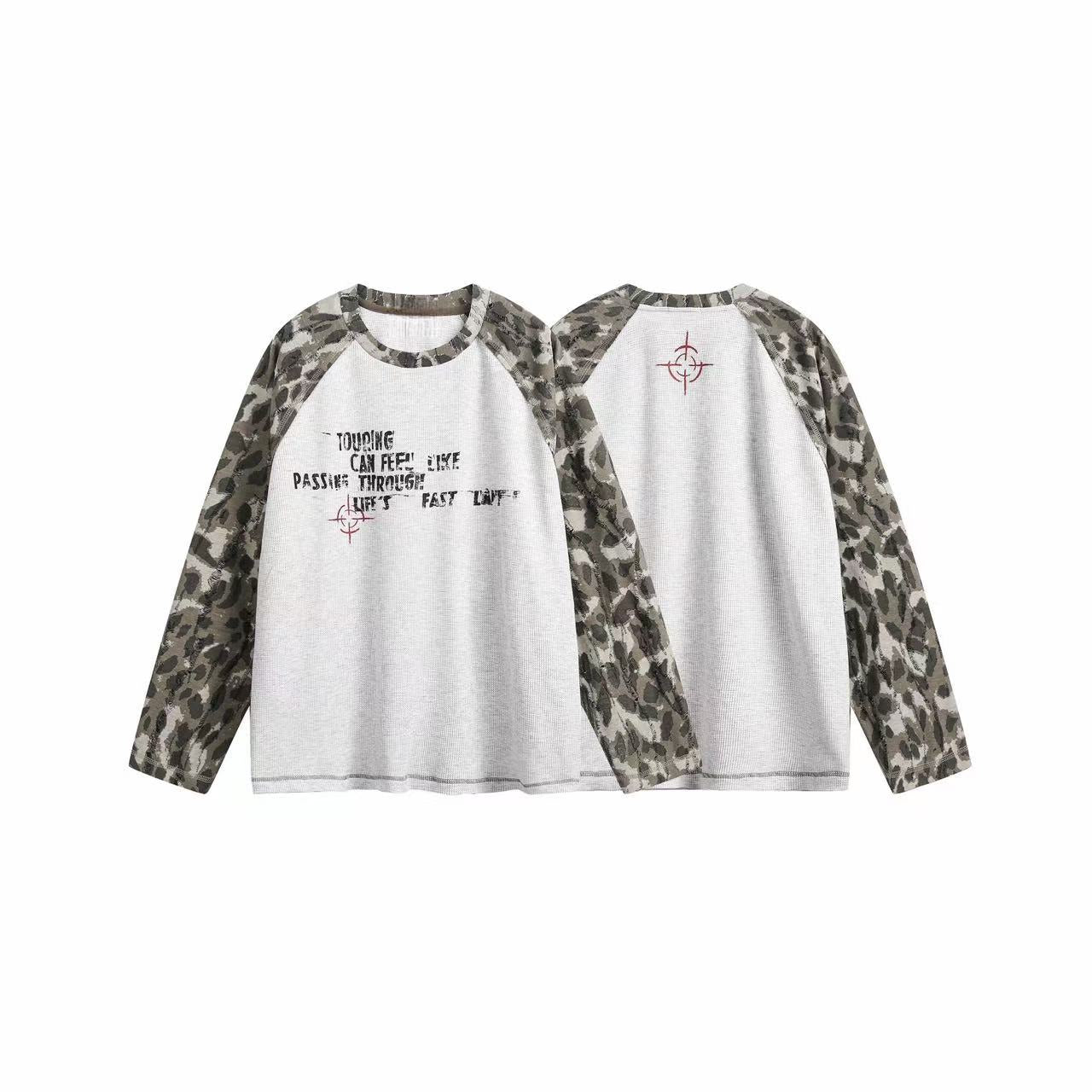 Omirad Leopard Camo Raglan Long Sleeve T-Shirt