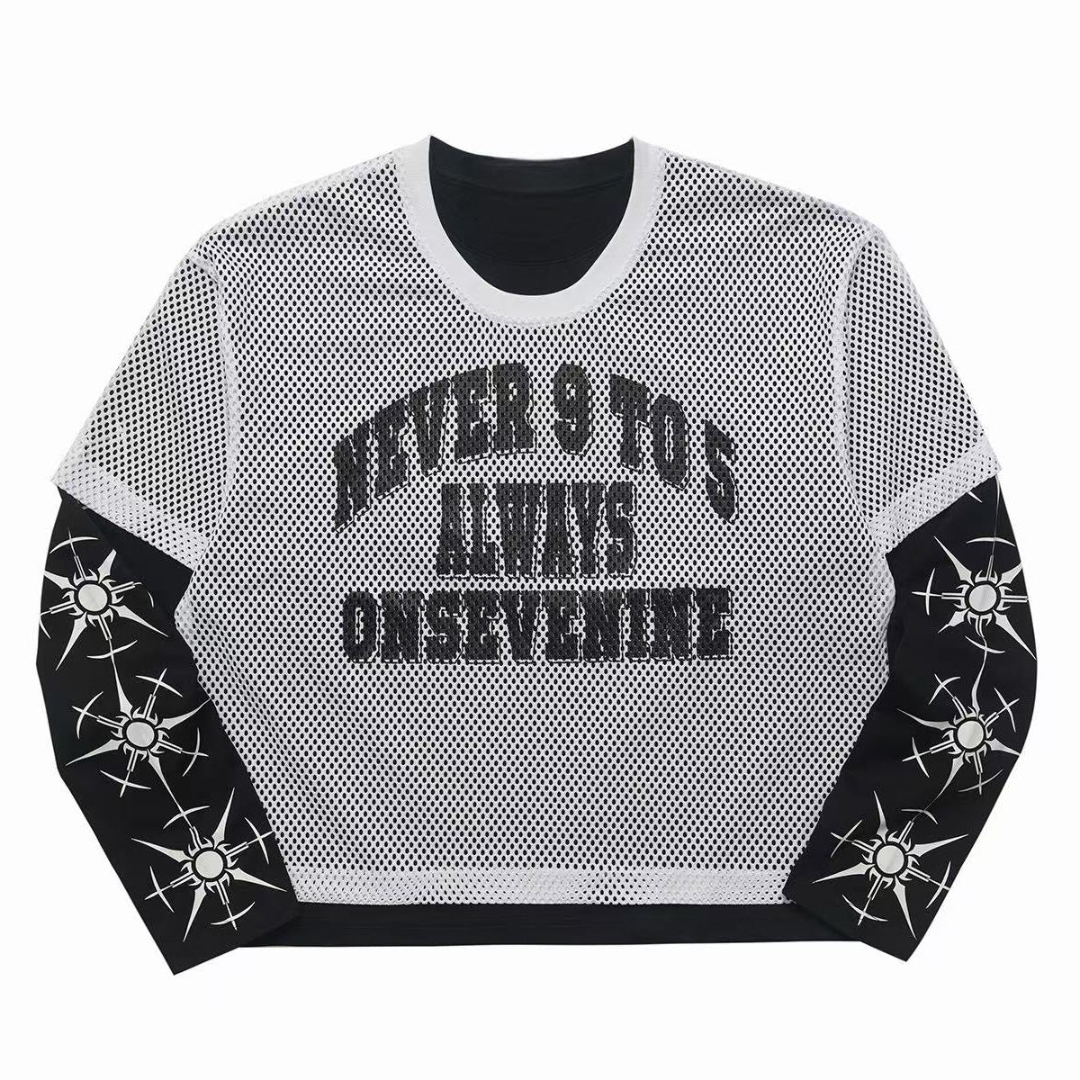 Omirad Layered Mesh Graphic Long Sleeve Tee