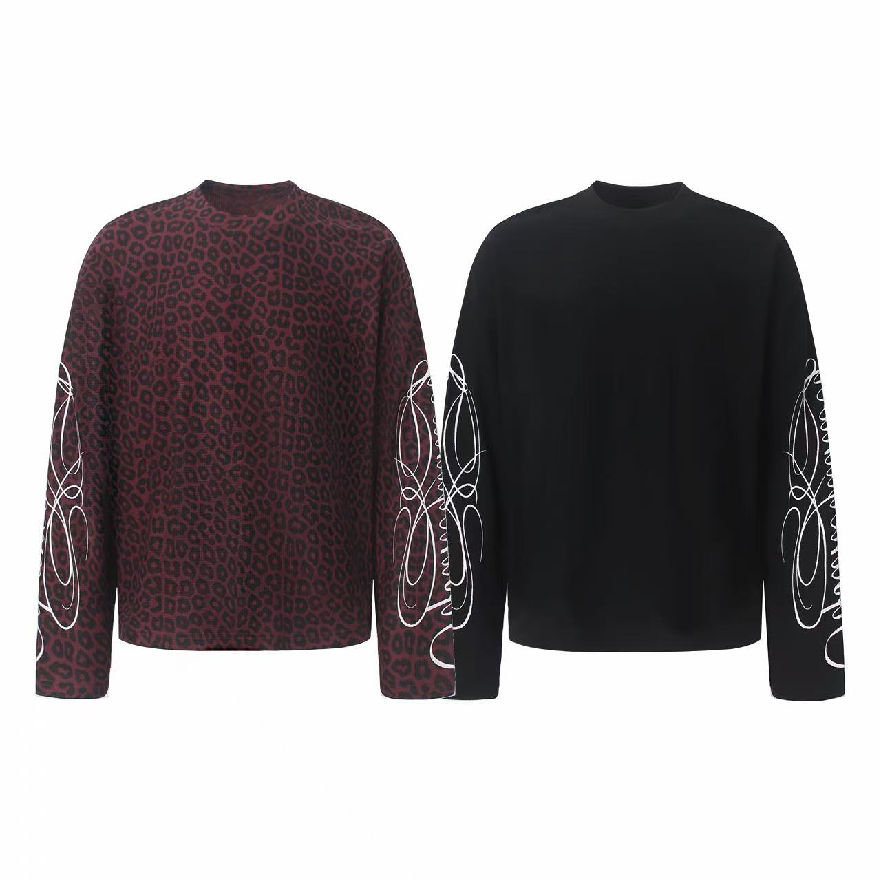 Omirad Leopard Print Waffle Long Sleeve