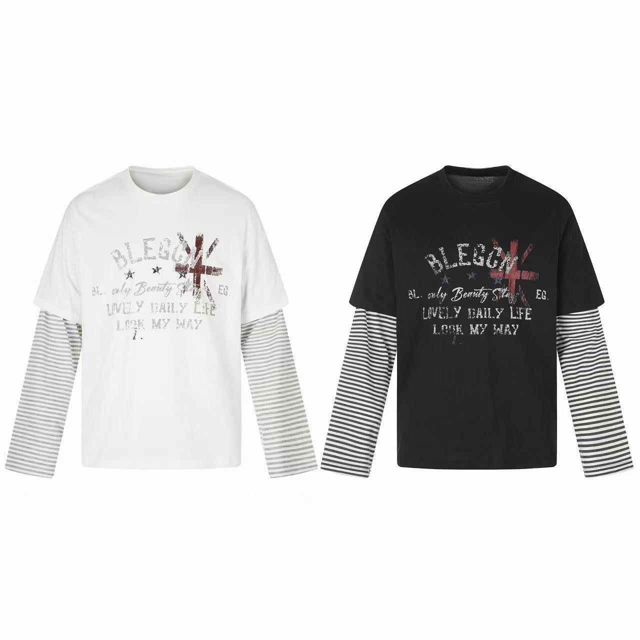 Omirad Layered Striped Long Sleeve T-Shirt