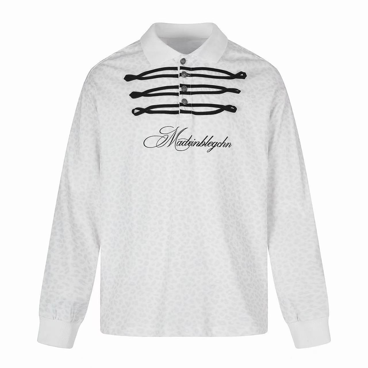 Omirad Leopard Jacquard Polo Long Sleeve