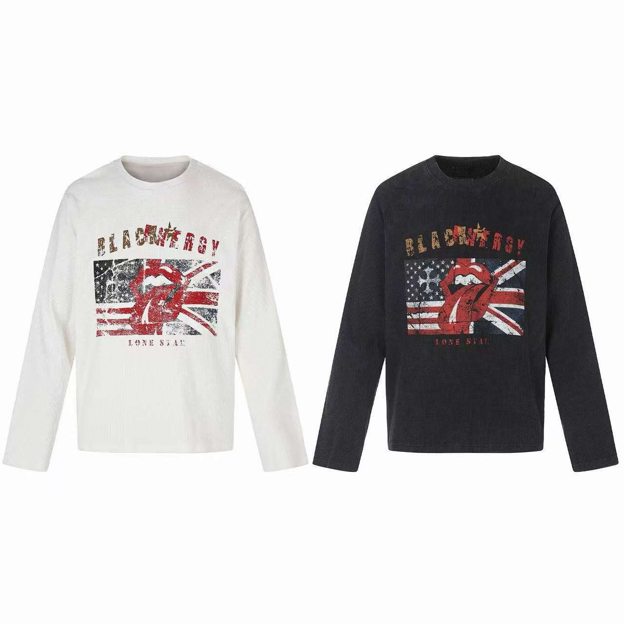 Omirad Vintage Graphic Waffle Long Sleeve Tee