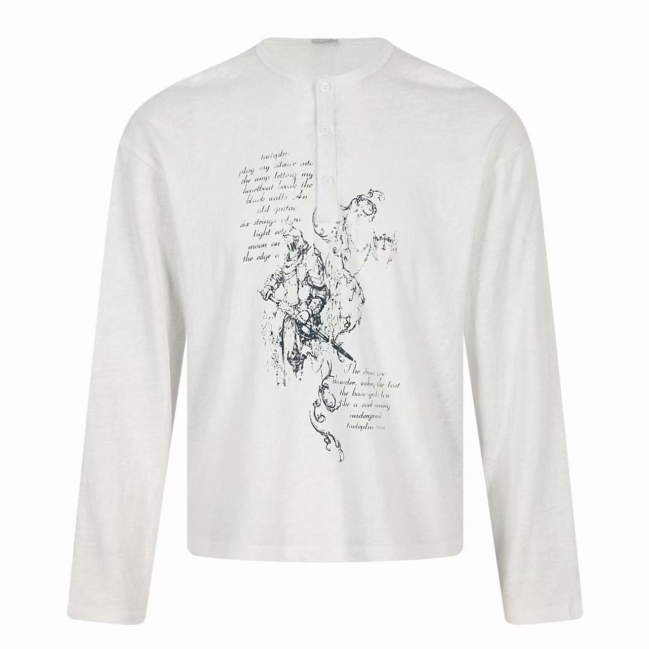 Omirad Vintage Sketch Henley Long Sleeve Tee