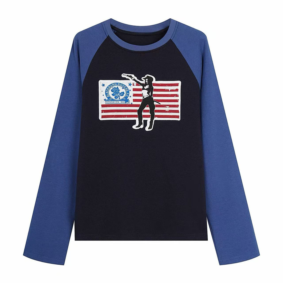 Omirad Contrast Raglan Graphic Long Sleeve Tee