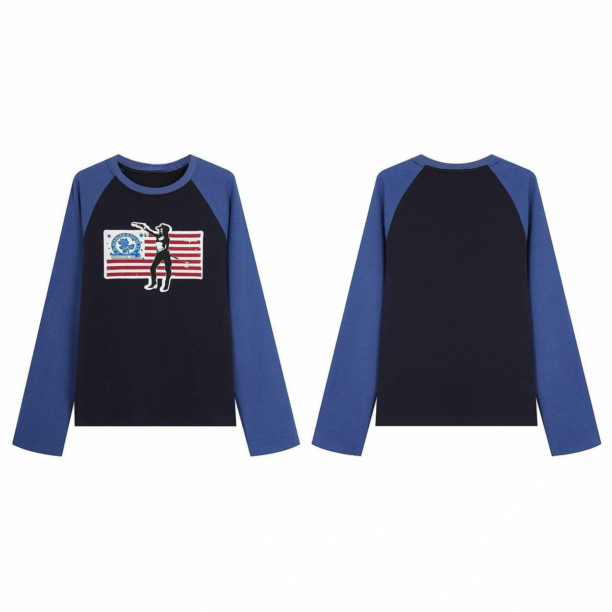 Omirad Contrast Raglan Graphic Long Sleeve Tee