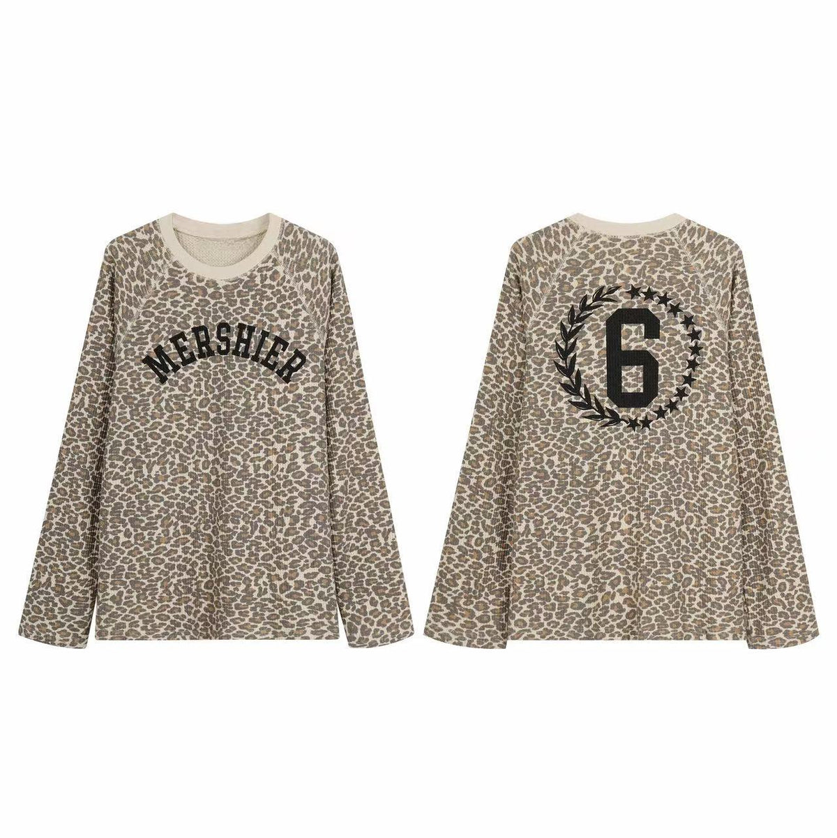 Omirad Leopard Varsity Graphic Long Sleeve Tee