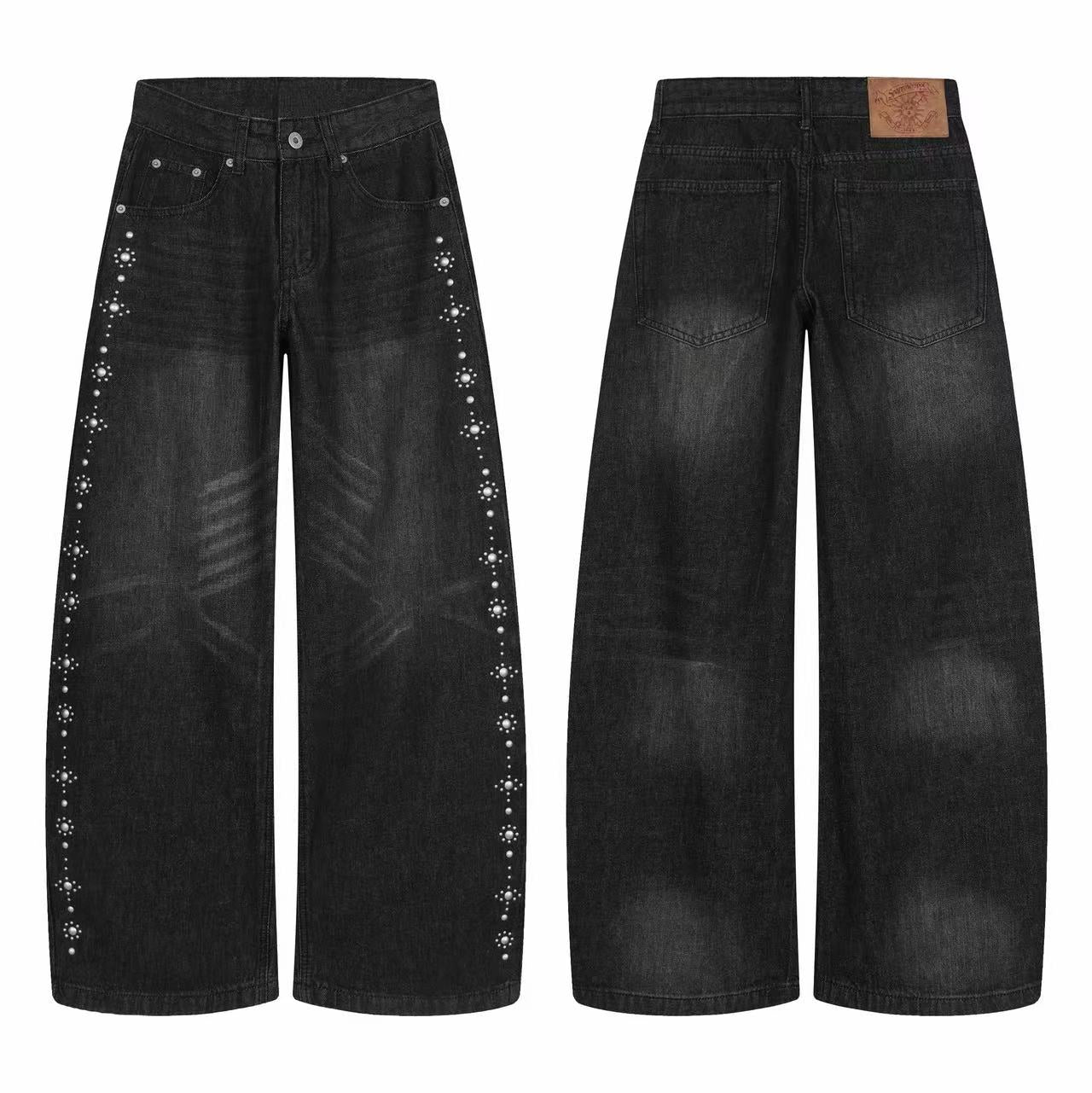 Omirad Rhinestone Wide-Leg Jeans