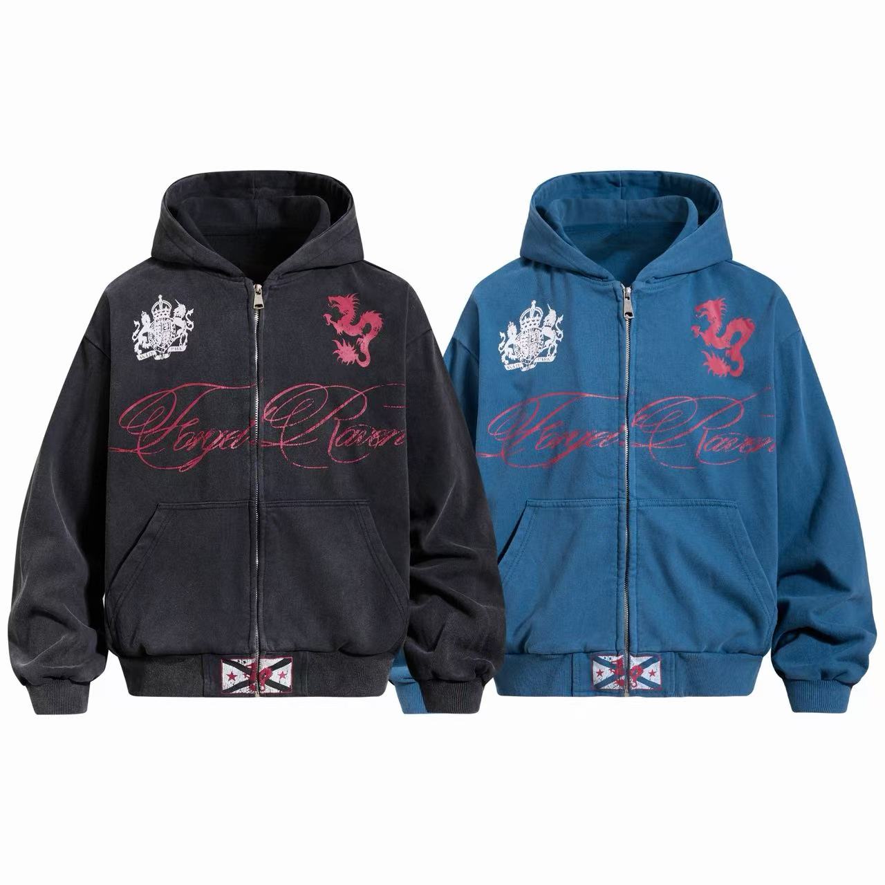 Omirad Dragon Script Zip-Up Hoodie