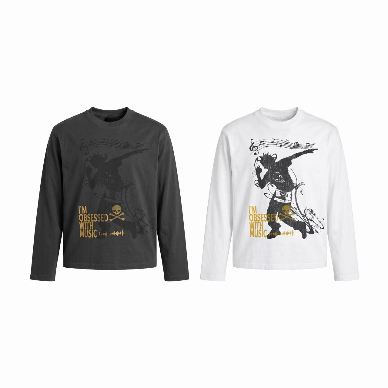Omirad Obsessed With Music Graphic Long Sleeve Tee