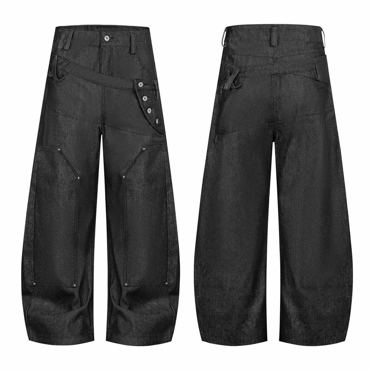 Omirad Asymmetric Strap Panel Wide-Leg Jeans