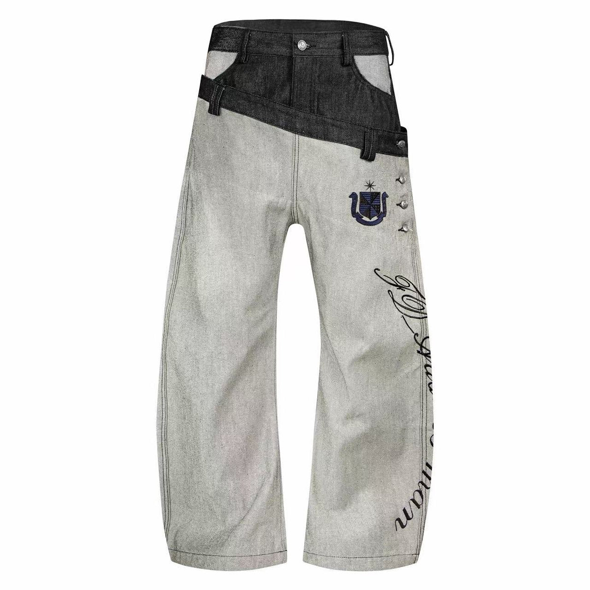 Omirad Asymmetric Layered Wide-Leg Jeans
