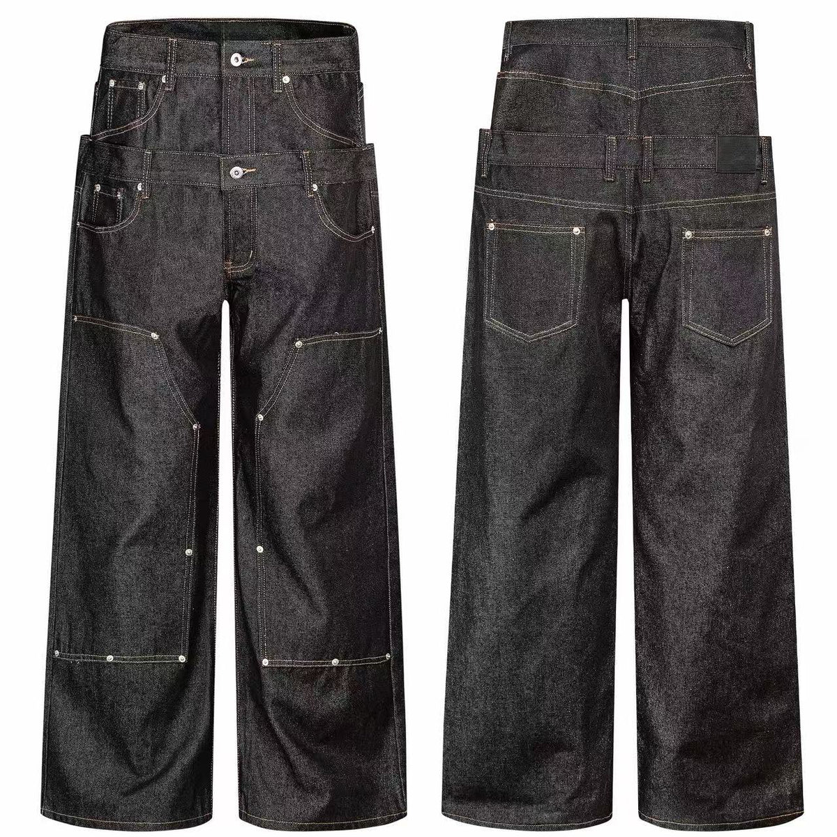 Omirad Double Waist Panel Wide-Leg Jeans