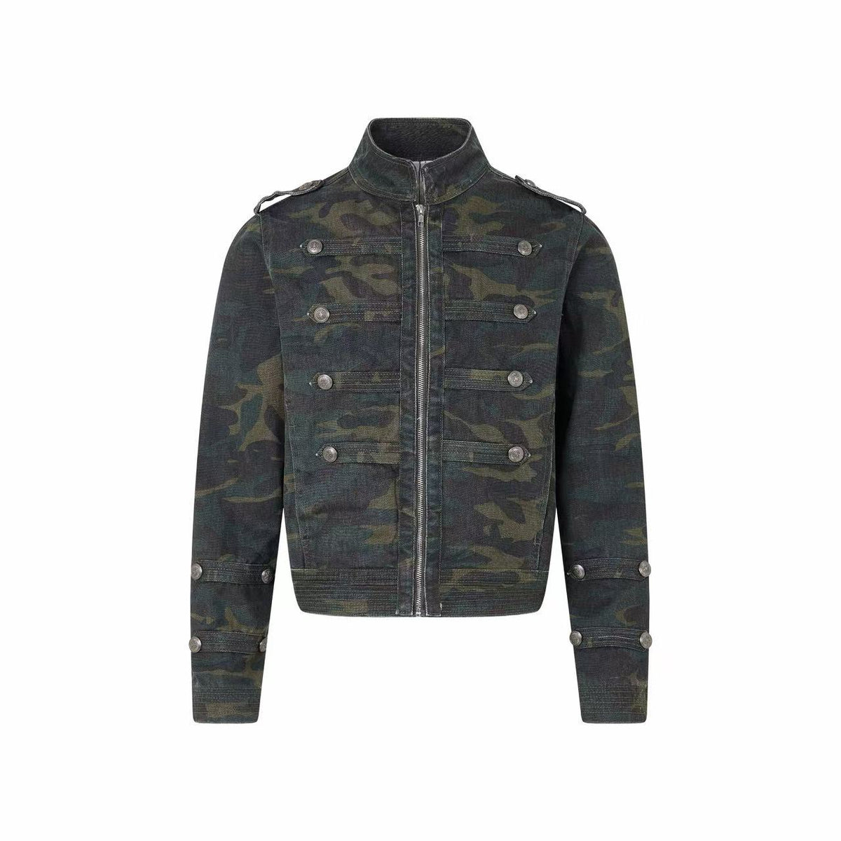 Omirad Washed Camo Military Zip-Up Jacket