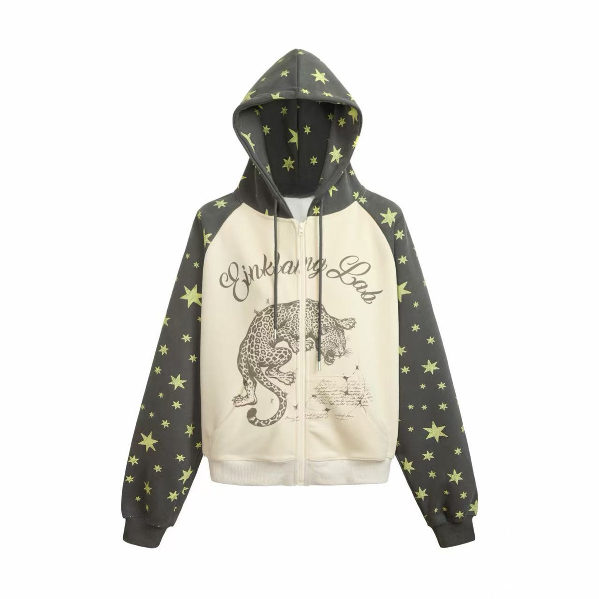 Omirad Leopard Star Graphic Zip-Up Hoodie
