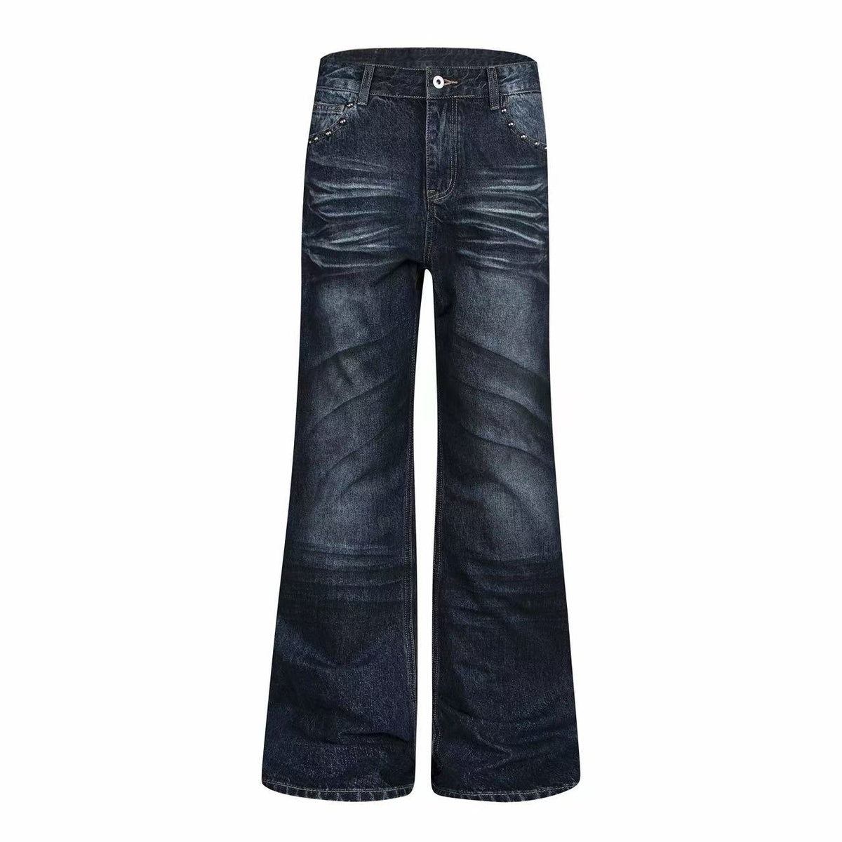 Omirad Union Jack Studded Wide-Leg Jeans