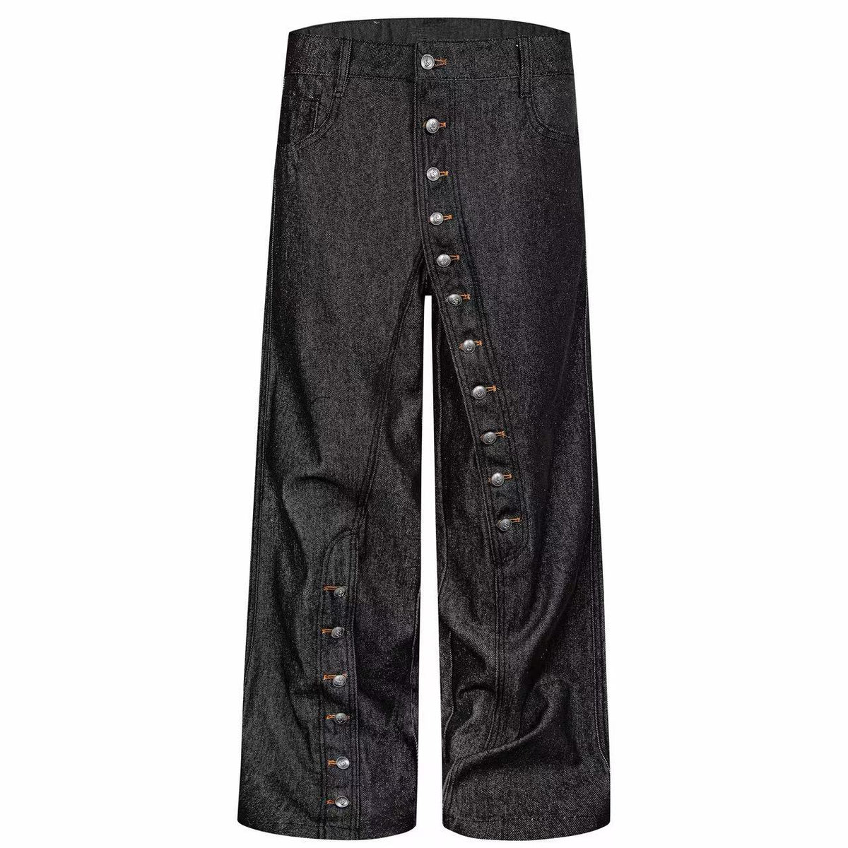 Omirad Asymmetric Button-Detail Baggy Jeans