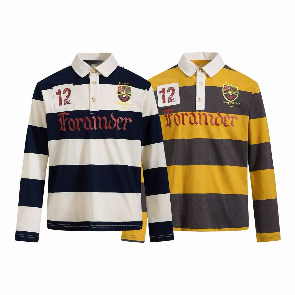 Omirad Varsity Stripe Graphic Rugby Long Sleeve