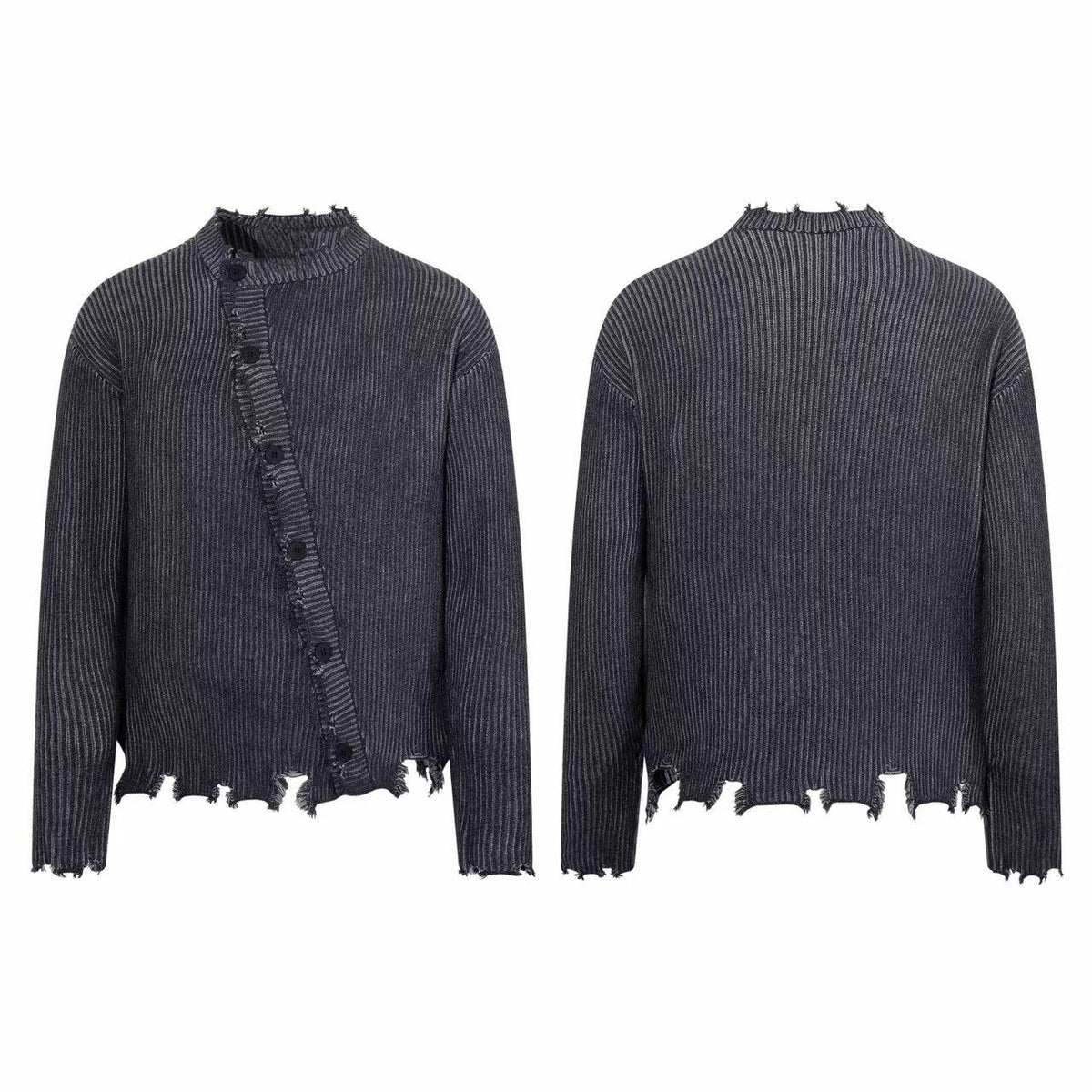Omirad Distressed Asymmetric Button Sweater