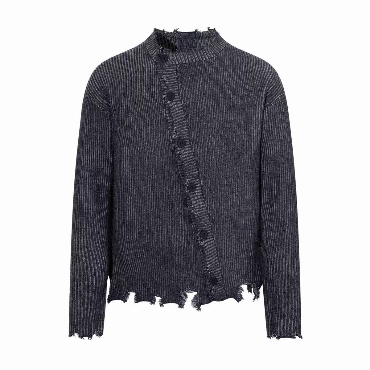 Omirad Distressed Asymmetric Button Sweater
