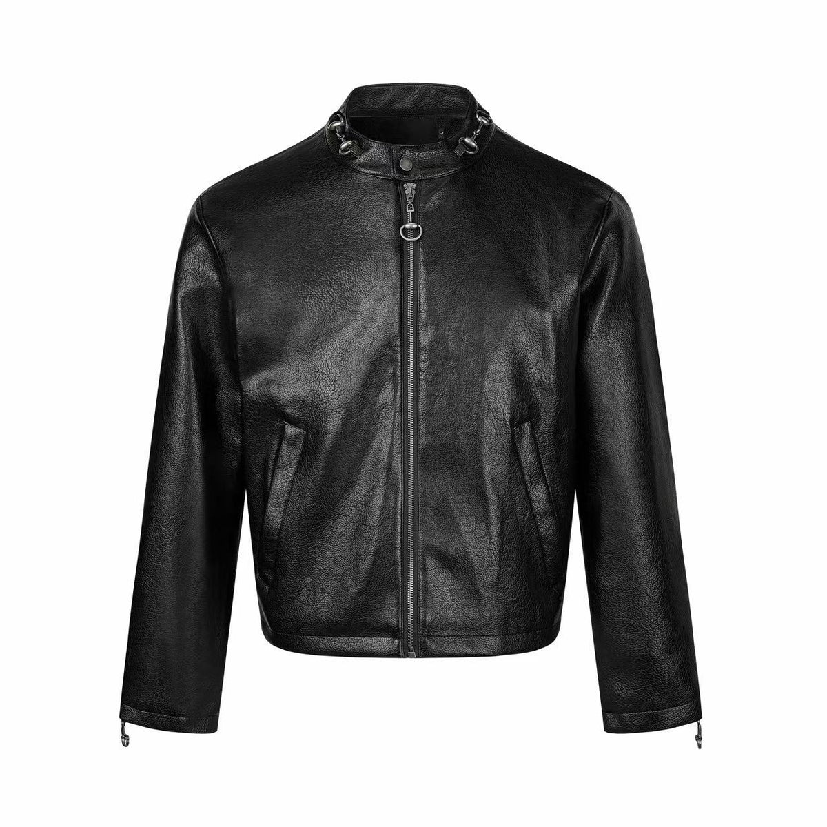 Omirad Metal Ring Collar Coated Moto Jacket