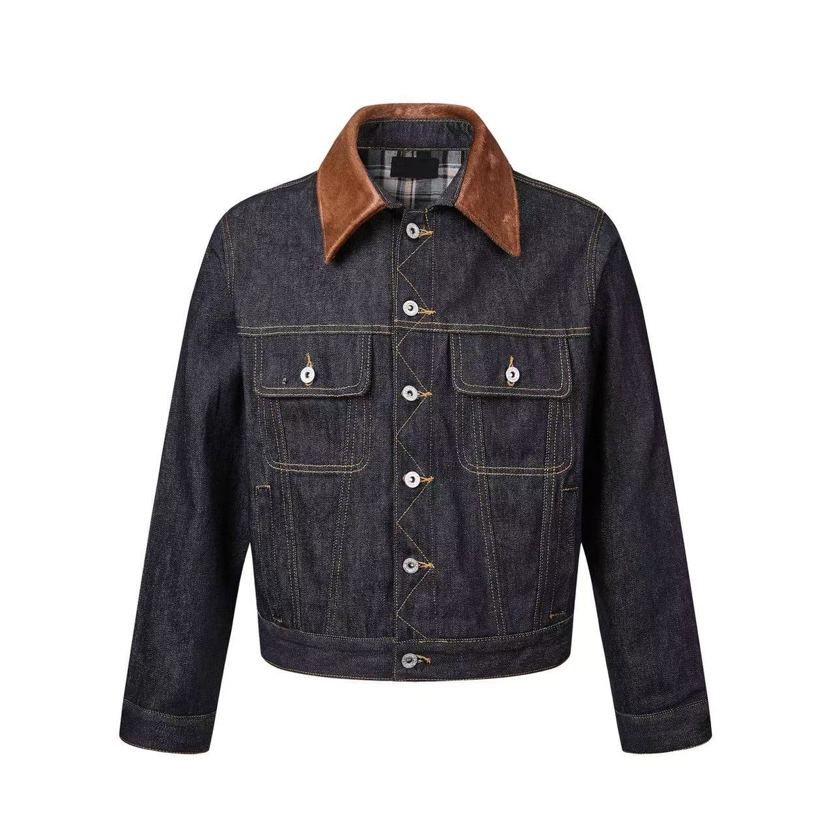Omirad Contrast Collar Denim Trucker Jacket