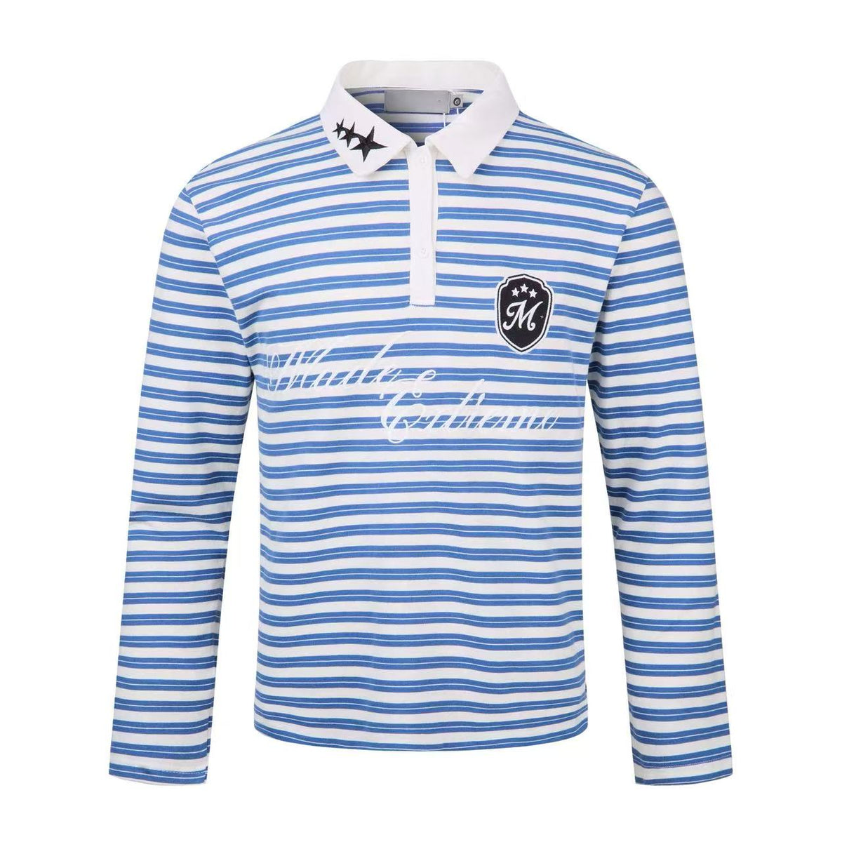 Omirad Striped Graphic Long Sleeve Polo Shirt