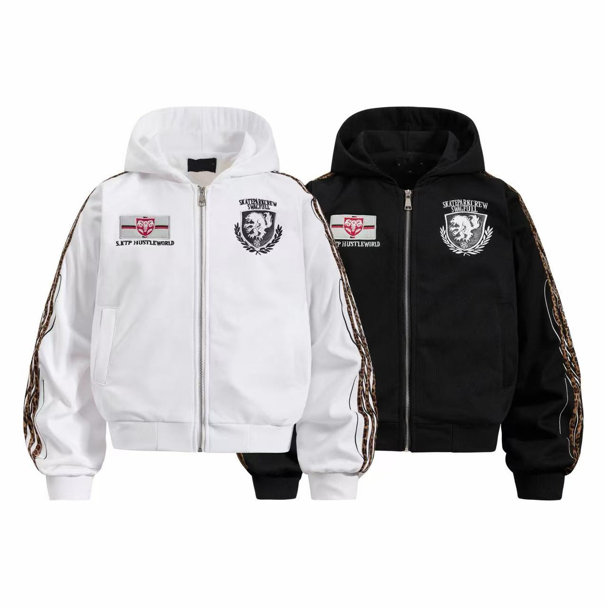 Omirad Leopard Tape Crest Zip-Up Hoodie Jacket