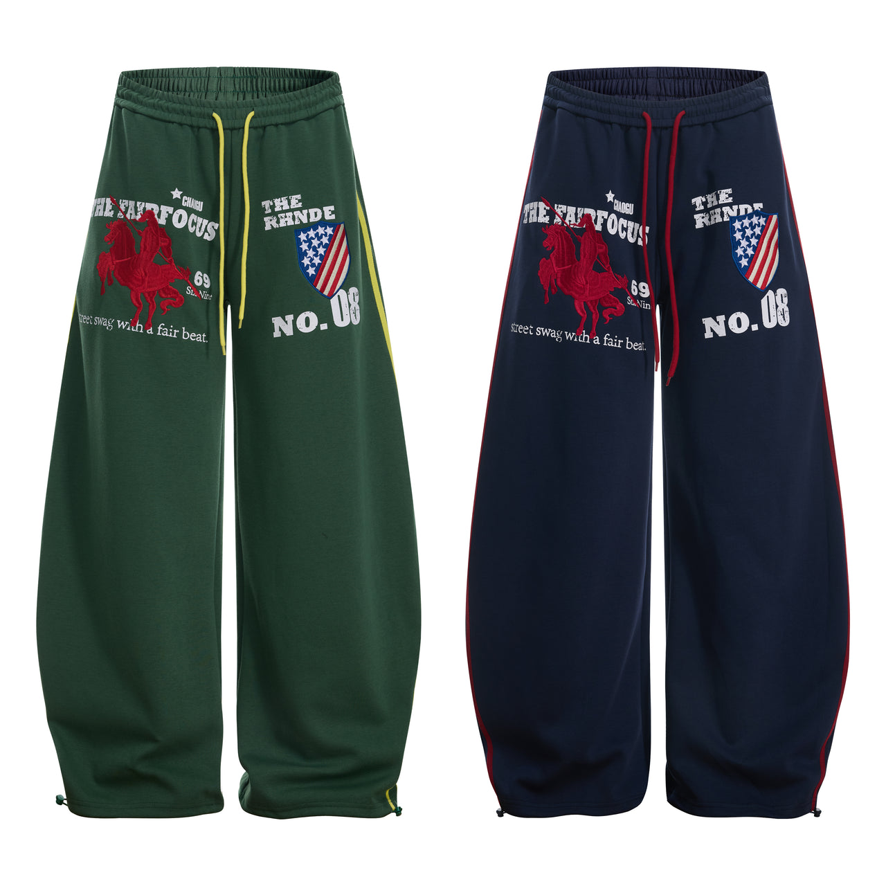 Omirad Retro College Badge Wide-Leg Sweatpants
