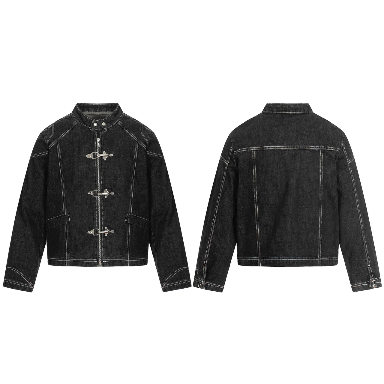 Omirad Buckle Denim Jacket – Black