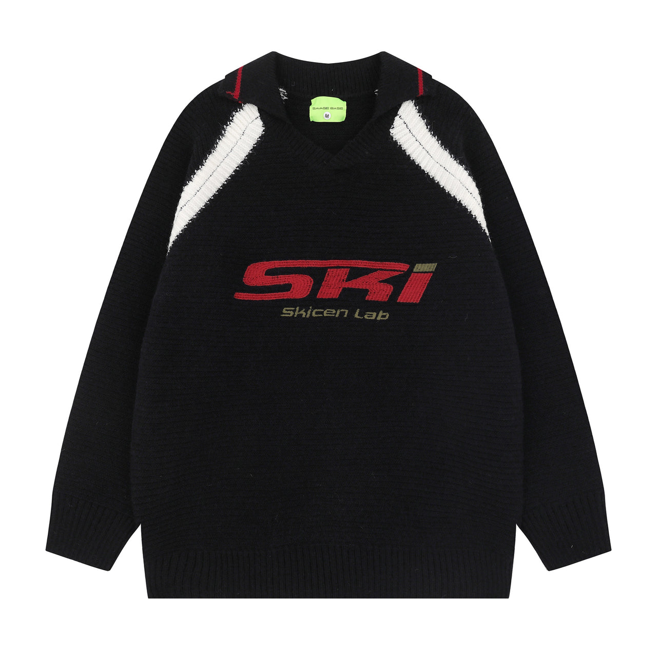 American Streetwear Embroidered Patchwork Sweater