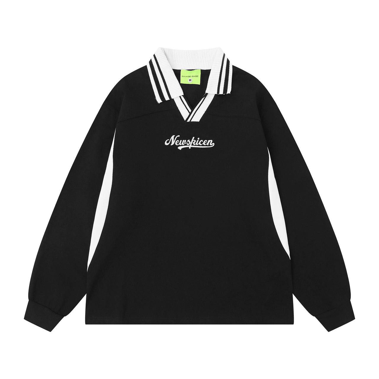 American Streetwear Embroidered Polo Collar Sweatshirt